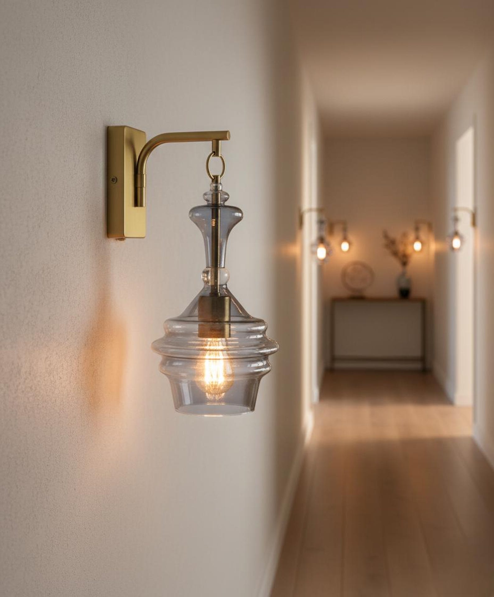 Blown Glass Wall Light Sconce - Handblown Glass Lamp - Office Wall ... - Handblown Glass Textured Wall Sconce