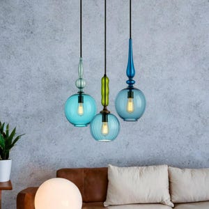 Hand Blown Glass Pendant Light | Handmade Pendant Lights | Glass Ceiling Light Fixture | Hanging Light | Pendant Lighting | Hanging Lamp