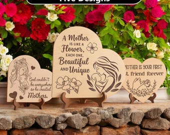 Mother's Day Laser Cut File Bundle, Mother's Day Sign Laser Cut SVG, Mother's Day Shelf Sign File, Glowforge files, Instant download