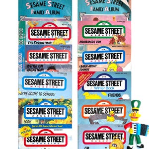 Vintage Sesame Street Magazine 1988 - 1989 + Bert Figurine, Lot of 12 Kids Classic