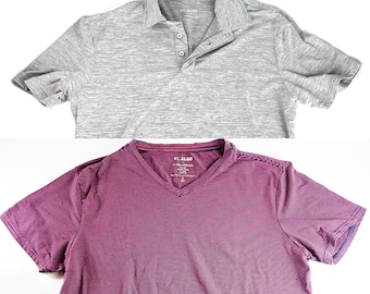 Men's Performance T-Shirt Bundle - V-Neck & Polo, Size M, UPF 40