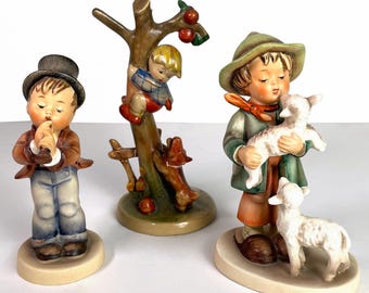 Vintage Hummel Figurines, Shepherd Boy and Lost Sheep, TMK5 Boy with Lamb