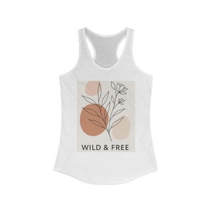 Wild & Free Women&#39;s Racerback Tank - Bohemian Summer Top, Casual Workout Shirt, Outdoor Adventure Wear, Yoga Tank, Gift for Nature Lovers