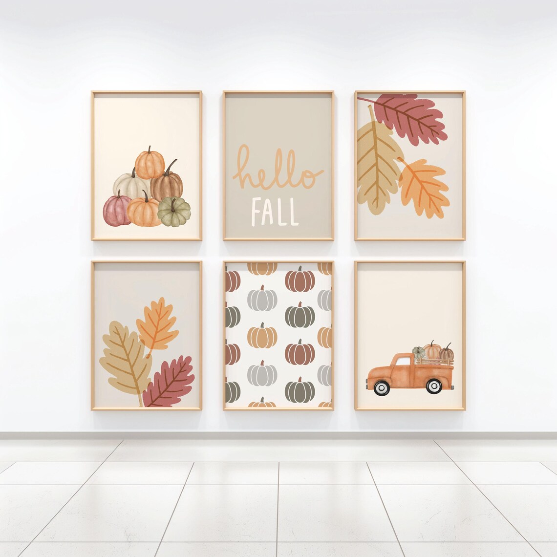 Fall Wall Art Set of 6 Prints, Hello Fall Printable, Autumn Wall Art ...