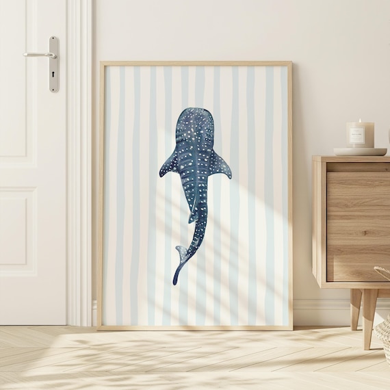 Whale Shark Print: Blue Ocean Animal Wall Art (Instant Digital Download)