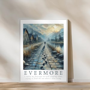 Aesthetic Wall Art Print Digital Download | Nature Painting | Evermore Footsteps Decor Taylor Art | Winter Snow Printable Cozy Room