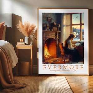 Aesthetic Wall Art Print Digital Download | Nature Painting | Evermore Decor Taylor Art | Fire Printable Cozy Room