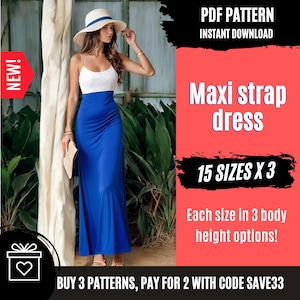 Maxi Strap Dress Pattern | Maxi Dress Pattern | Holiday Dress Pattern | Summer Dress Pattern | Women Dress Pattern | PDF Sewing Pattern