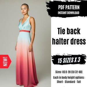 Halter Neck Dress Sewing Pattern | women summer dress pattern | Holiday Dress Pattern | PDF sewing pattern | Women Tie Back Dress Pattern