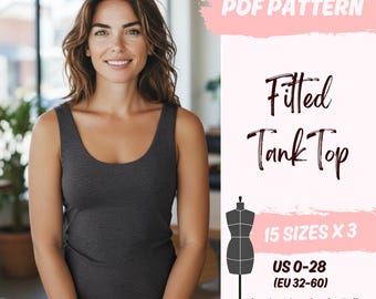 Fitted Tank Top Sewing Pattern | Easy Beginner friendly PDF Pattern for Women