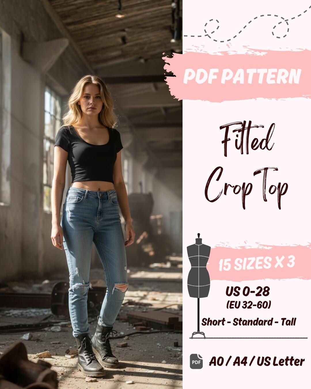 Midriff Crop Top Pattern With Wide Scoop Neck | Easy Beginner T-shirt ...