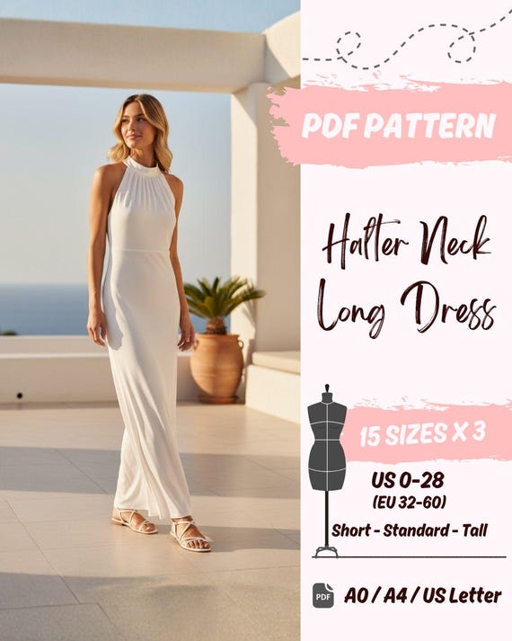 knit halter dress pattern Ibiza Nights Neck Long Sewing diy halter top pattern