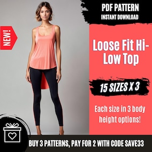 Sleeveless Long Top Pattern | Wide Neck Top Pattern | Jersey Top Pattern | Basic Top Pattern | Women Top Pattern | Long Back Top Pattern