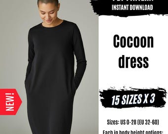 Women's Comfy Cocoon Dress Sewing Pattern | Beginner Friendly (PDF Pattern)