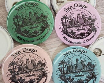 San Diego Skyline - 2026 International Convention Button Pin 1.25