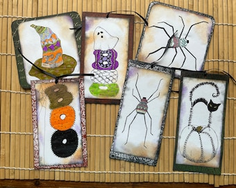 Halloween/4 Journal Tags, 2 Journal Cards/Bookmarks/Gift Tags/Handmade/Original Art/Embellishments/Junk Journal, Scrapbook, Craft Supply