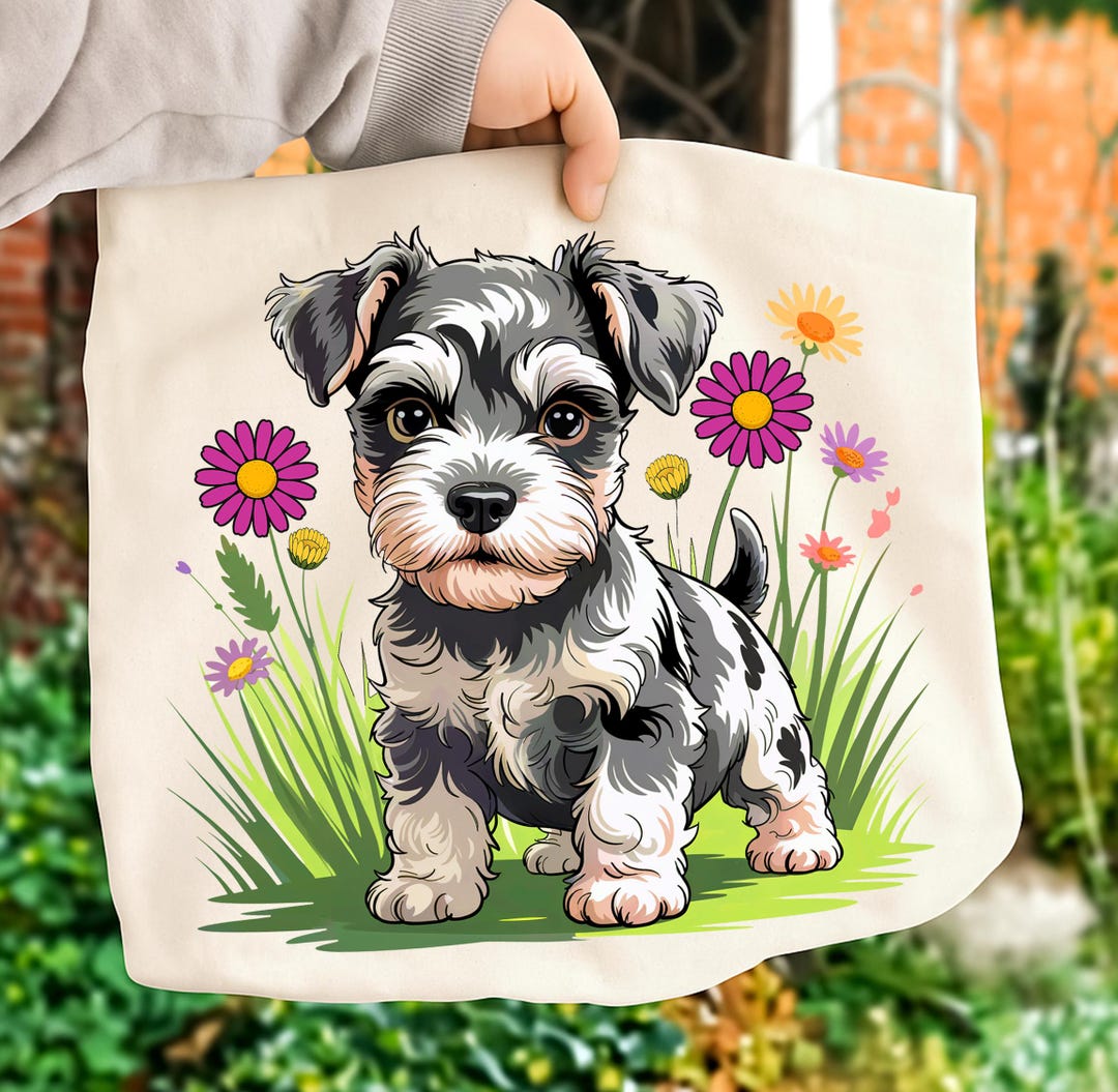 Mini Schnauzer Dog PNG, Retro Floral Pet Portrait (digital Download) - Etsy