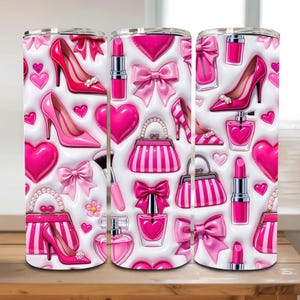 Uppblåst Coquette Corporate Girlie Tumbler Wrap PNG, Girly Things Rosa 20oz Tumbler Design, Kontorsflickor PNG