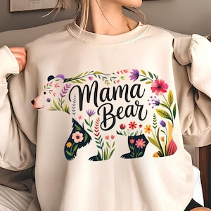 Mama Bear PNG T-Shirt Design Bear PNG Bear Clipart Polar Bear Png Wildflower Png Mama Bear Shirt Trendy Sublimation Designs Digital Download