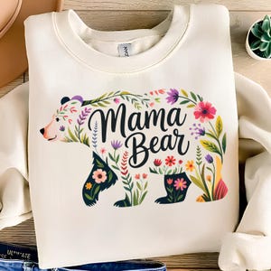 Mama Bear PNG T-Shirt Design Bear PNG Bear Clipart Polar Bear Png Wildflower Png Mama Bear Shirt Trendy Sublimation Designs Digital Download