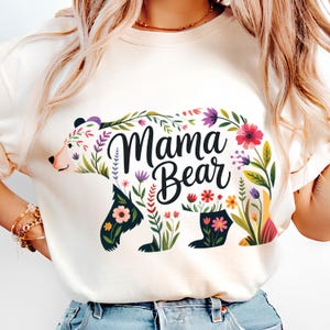 Mama Bear PNG T-Shirt Design Bear PNG Bear Clipart Polar Bear Png Wildflower Png Mama Bear Shirt Trendy Sublimation Designs Digital Download