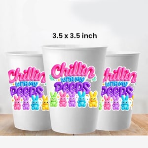 Uppblåst Chillin with my Peeps Party Cup Design Styrofoam Cup Sticker Mall, Kaninskummugg Mall, Digital Nedladdning