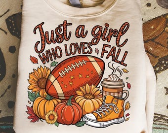 Fall Loving Girl PNG, Autumn Graphic Tee Design (Digital Download)