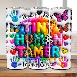 Uppblåst liten människodomare-tumbler med wrap, PNG, förskoledagislärare, uppskattning, 20oz smal tumblerdesign