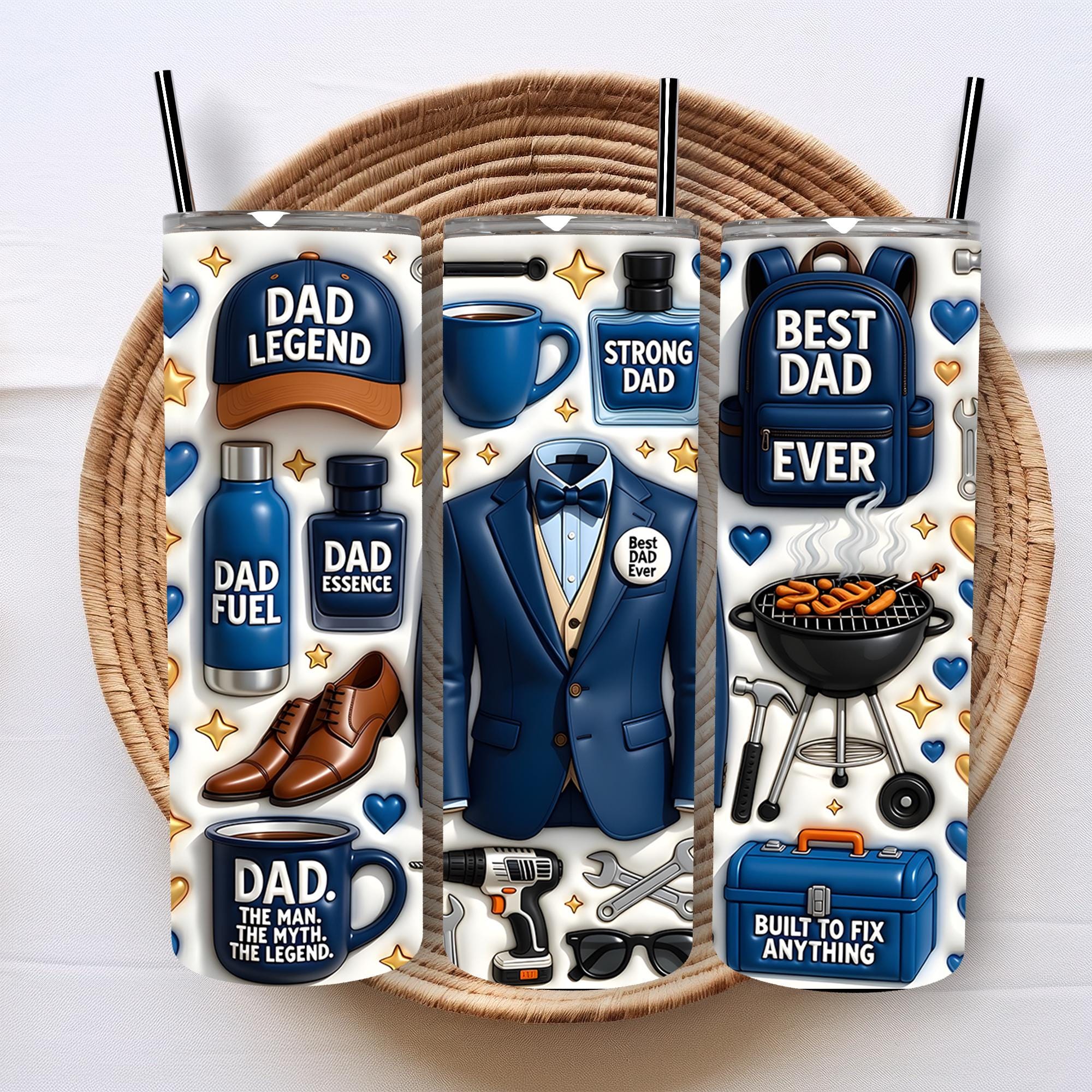 Inflated Father's Day Tumbler Wrap PNG, 20oz Dad Sublimation PNG, Best ...