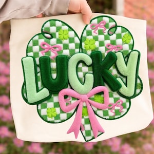 Faux Yarn Lucky PNG, Patrick Day Clover PNG, Latch Hook Lucky Shirt Design, Trendy Saint Patrick Irish PNG