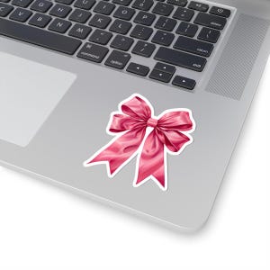 Coquette Style Pink Bow Sticker, Laptop and Water Bottle Decal, Cute Vinyl Car Decal, Feminine Sticker Pack, Bow Tie Journal Decoration