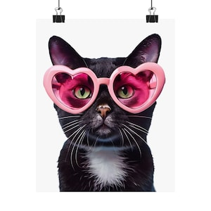 Sassy Cat Wall Art, Heart Shaped Sunglasses Edition