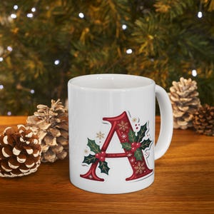 Monogram Christmas Mug: Festive Holiday Coffee Cup