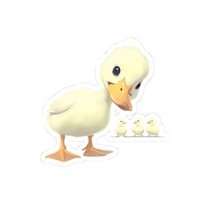 Cute Duckling Family Sticker – Adorable Baby Duck Decal – Waterproof Vinyl Sticker for Water Bottles, Laptops & Journals