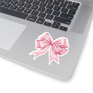 Pink Coquette Bow Aufkleber | Süßer Vinyl-Laptop-Aufkleber | Girly ästhetischer Aufkleber für Journals