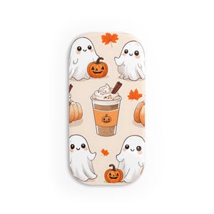 Uchwyt na telefon z jesiennym duchem, Uroczy uchwyt na telefon z dynią, Jesienny duch jako dodatek do telefonu, Uchwyt na telefon z motywem Halloween, Straszny, uroczy stojak na telefon
