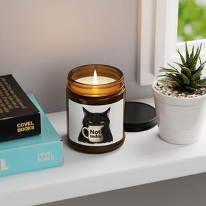 Pas aujourd&#39;hui Bougie Chat noir | Cadeau drôle d&#39;amateur de café pour les mamans de chat, aromathérapie de relaxation, bougie drôle pour toute occasion
