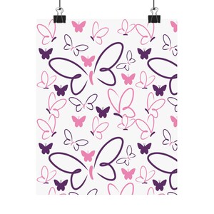 Butterfly Matte Vertical Posters, Wall Decor, Bedroom Art, Nursery Decoration, Girls Room, Spring Home Decor