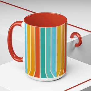 Colorful Striped Coffee Mug - Perfect for Home, Office, Gift, Summer Vibes, Morning Coffee, Tea Lover&#39;s Essential