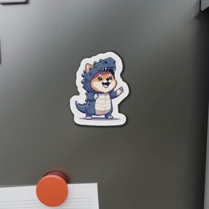 Shiba Inu Dinosaur Magnet, Kawaii Dog Halloween Fridge Magnet, Cute Shiba Decor for Kitchen, Locker, Office