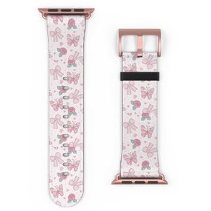Floral Print Watch Band, Cute Apple Watch Band, Flower Pattern Silicone Strap, Personalized Gift for Her, Trendy Wrist Accessory