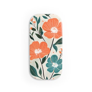 Floral Phone Grip, Orange and Teal Flower Design, Phone Holder Stand, Cute Grip for Smartphones, Spring Accessory
