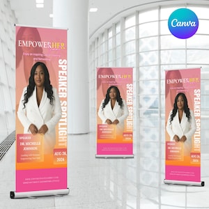 Custom Event Retractable Banner Template - DIY Design for Business Coaching - Canva Editable