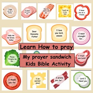 Kids Prayer Sandwich Activity, Sunday School Pray Lesson, Kid Bible Study Activities, Christian Homeschool Prayers Printable Craft, Praying
