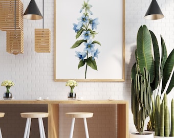 Blue Wildflower Botanical Print Set | Gallery Wall Art | Vintage Floral Prints | Digital Download | Botanical Wall Decor