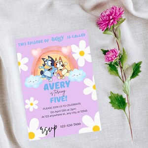 Bluey Editable Birthday Invitation Digital Birthday Party Invitation Digital Bday Party Invite Blue Dog Boys Girls Instant Download Template