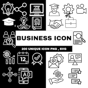 Business Icon Pack / 200+ Corporate Icons / Management Icons / Modern Icon Pack / Line Office Icons / Startup + New Business Icons / SVG