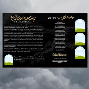 Black & Gold Funeral Program Template: 8-Page Memorial (Canva, Digital Download) image 4