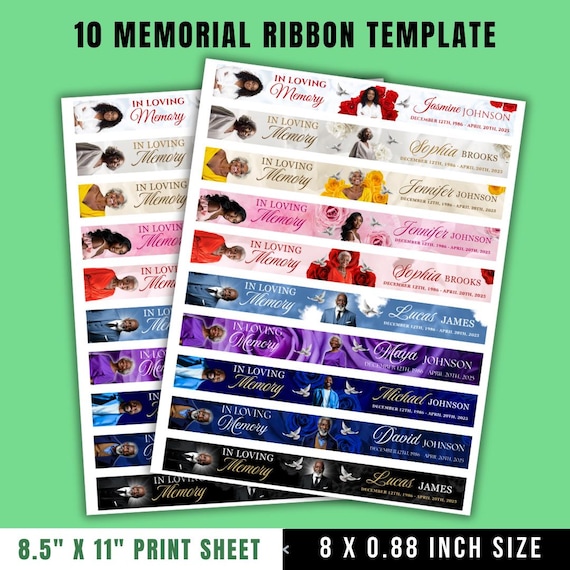 Memorial Ribbon Template Bundle | Funeral Canva Designs (Digital Download)