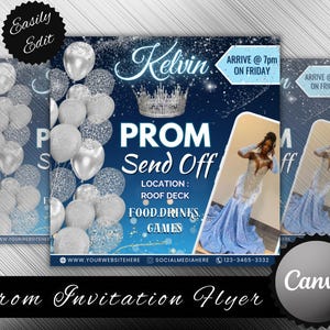 Glamorous Prom Send-Off Flyer: Editable Canva Template (Digital Download)